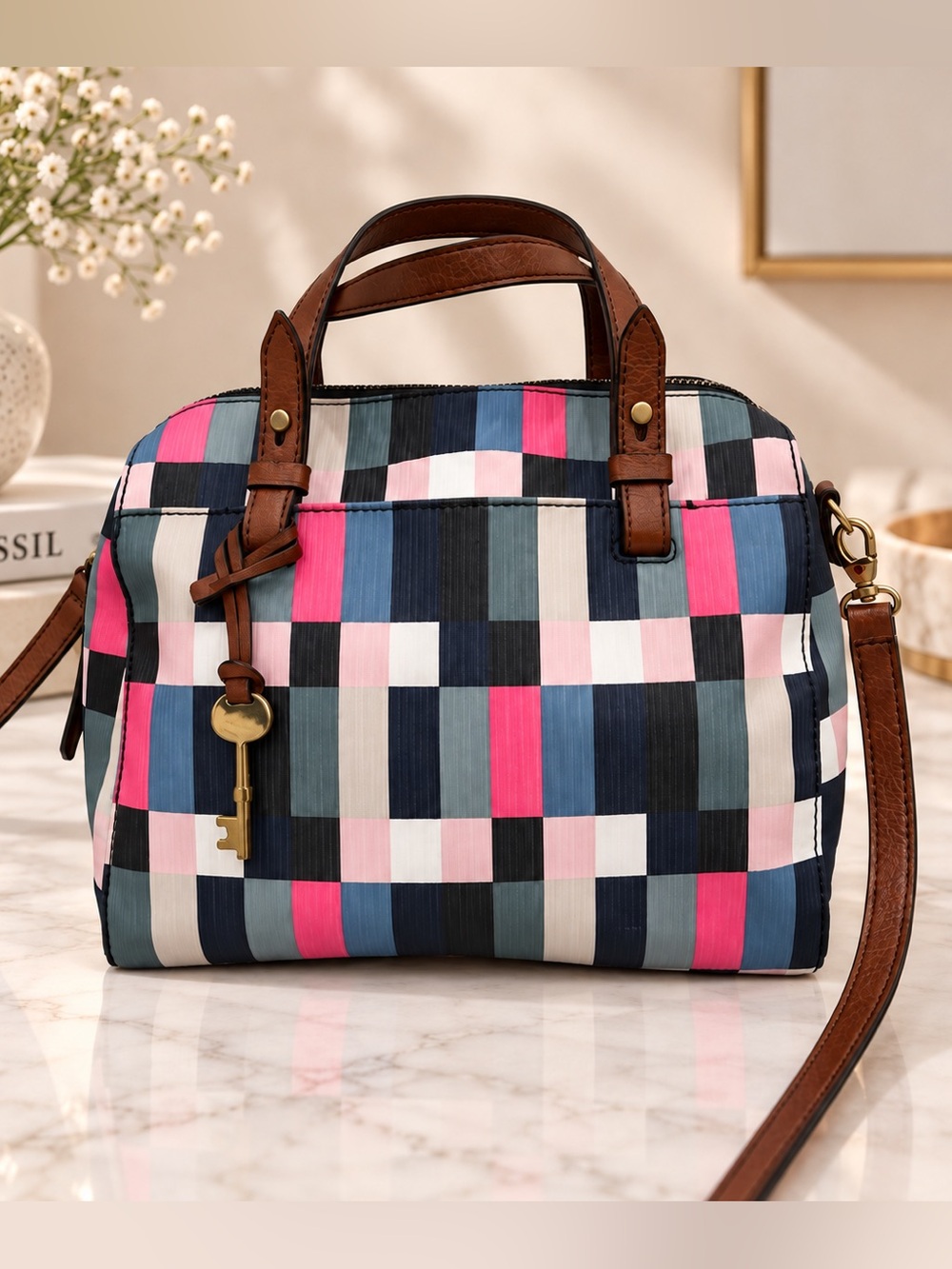 FOSSIL Colorblock Multicolor Satchel or Crossbody